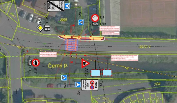 Chodník a přechod pro chodce na ul. Květná