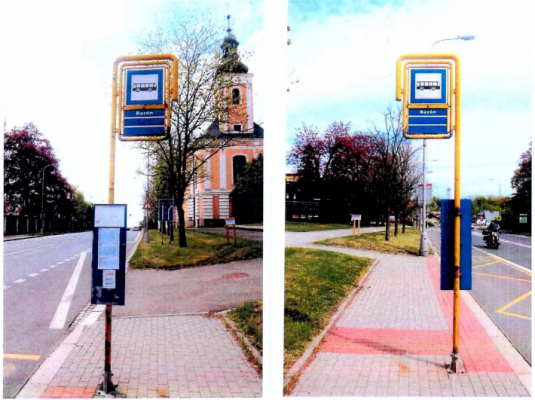 Autobusová zastávka lokalita ulice Husova – Kavalcova – ČSA v Bruntále