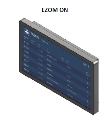 Informační tabule odjezdů pro autobusové stanoviště u rybníka